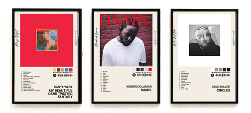 Muziek albums aan de muur